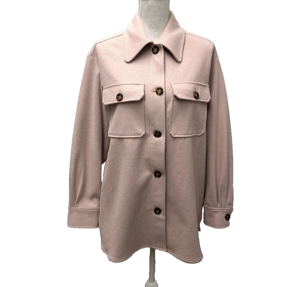 BB Dakota Shacket Shirt Jacket Womens Medium Pink Button Up Cabin Chic Cottage